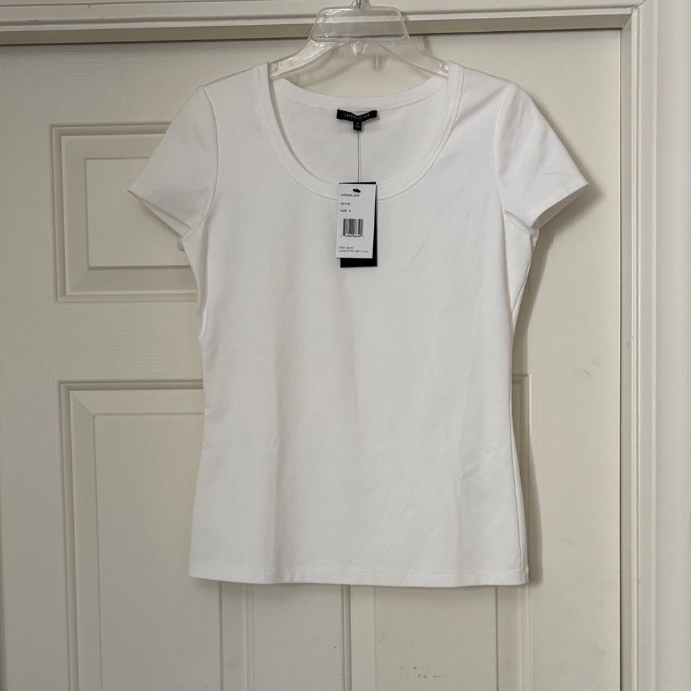 Lafayette 148 New York White Short Sleeve Tee